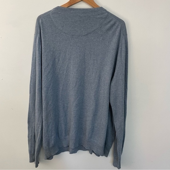 Cashmere Merino Wool V-Neck Light Dusty Blue Oversized Slouchy Sweater - Picture 4 of 4